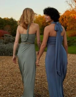 Monsoon Tracy Twist Me Tie Me Maxi Bridesmaid Dress Blue