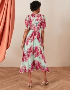 Monsoon Whitty Bib Midi Dress In Sustainable Viscose Sage Green/pink -EleganceWear Store monsoon whitty bib midi dress in sustainable viscose sage green pink2 e1652368489697