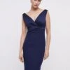 Coast Satin Top Sweetheart Neck Pencil Dress, Navy
