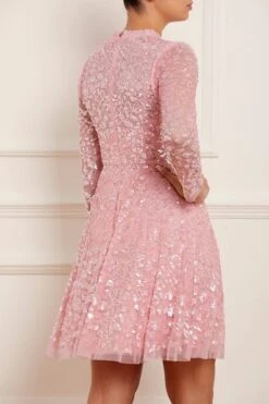 Needle & Thread Needle & Thread Aurelia Long Sleeve Mini Dress, Pink -EleganceWear Store needle thread aurelia long sleeve mini dress pink3 1