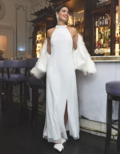 Monsoon Nikita Embellished Halter Bridal Maxi Dress Ivory