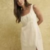 Nobody's Child Cream Linen-blend Valentina Mini Dress ECOVERO VISCOSE