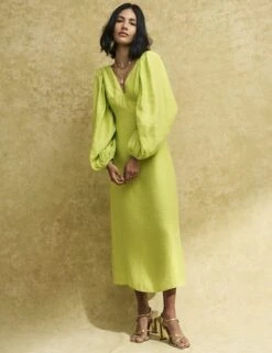 Nobody's Child Fearne Cotton Lime Green Zendaya Midi Dress TENCEL™ LYOCELL -EleganceWear Store nobodys child fearne cotton lime green zendaya midi dress tencel lyocell1