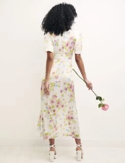 Nobody's Child Floral Bridesmaids Erin Midaxi Dress, White/Pink/Multi -EleganceWear Store nobodys child floral bridesmaids erin midaxi dress white pink multi2