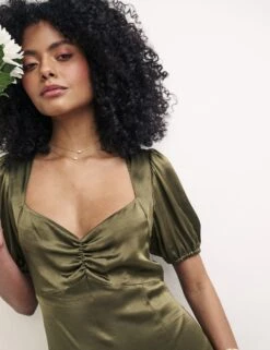 Nobody's Child Olive Green Bridesmaids Jude Midaxi Dress -EleganceWear Store nobodys child olive green bridesmaids jude midaxi dress1