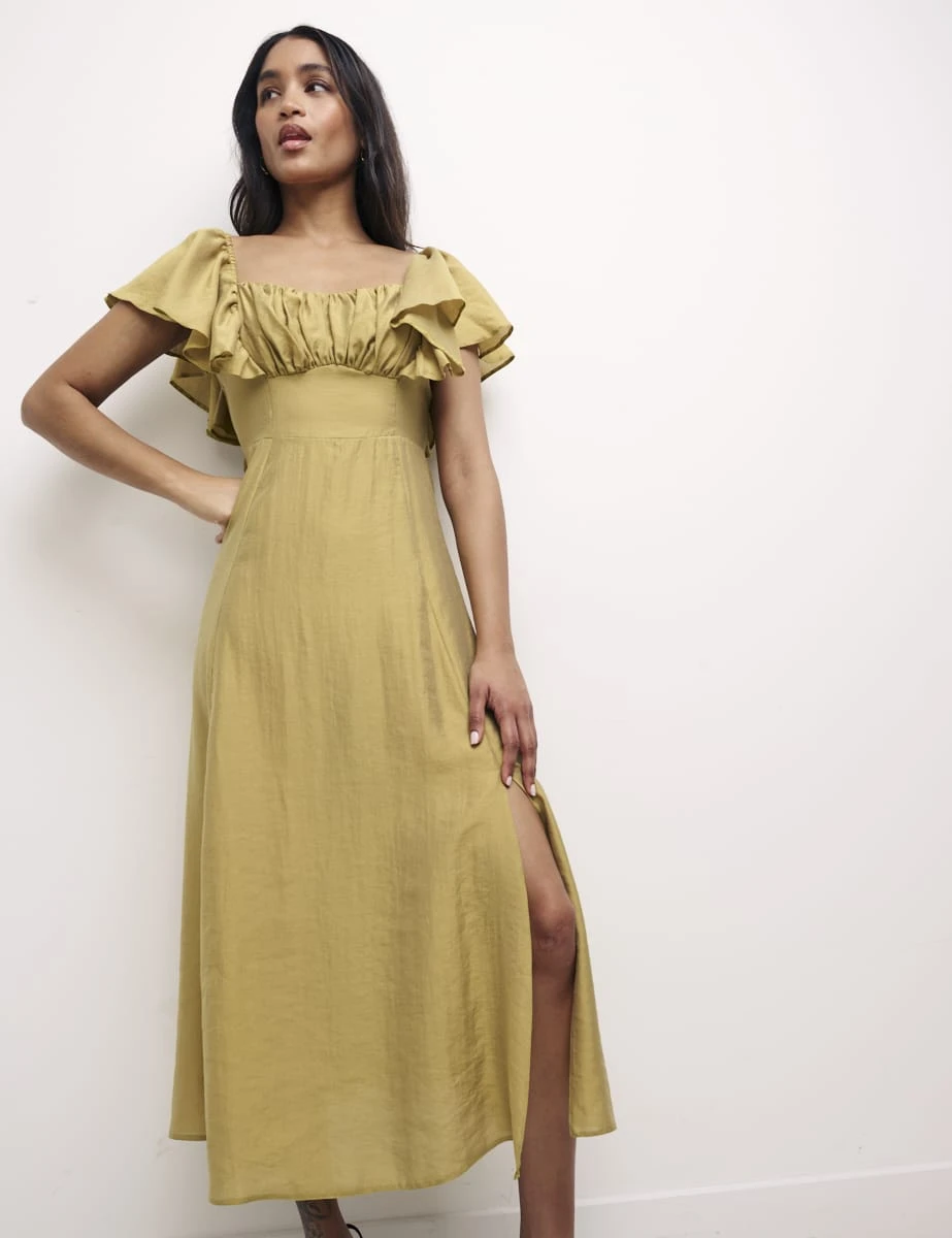 Nobody's Child Olive Green Dove Midi Dress TENCEL™ LYOCELL 2 Nobody's Child Olive Green Dove Midi Dress TENCEL™ LYOCELL - Image 2