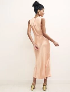 Nobody's Child Peach Satin Frances Midaxi Bridesmaid Dress -EleganceWear Store nobodys child peach satin frances midaxi bridesmaid dress3