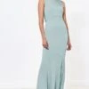 Oasis Amelia High Neck Cowl Back Bridesmaid Dress, Pale Green