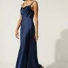 Coast Oasis Cowl Double Strap Midi Dress, Navy Blue