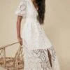 Oasis Lace Button Through Midaxi Dress, White