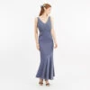 Oasis Slinky Bow Maxi Bridesmaid Dress, Mid Grey