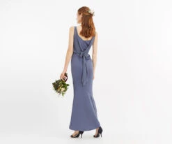 Oasis Slinky Bow Maxi Bridesmaid Dress, Mid Grey -EleganceWear Store oasis slinky bow maxi bridesmaid dress mid grey2