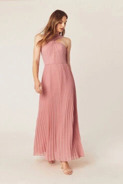 Oasis Twist Slinky Maxi Bridesmaid Dress, Pink