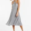 Oasis Twist Slinky Short Bridesmaid Dress, Pale Grey