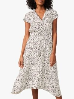 Phase Eight Afia Ditsy Spot Print Midi Dress, White/Multi