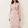 Phase Eight Aldora Chiffon Lace Dress, Light Pink/Blush