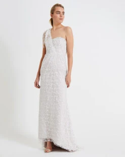 Phase Eight Anabel Floral Lace One Shoulder Maxi Wedding Dress, Ivory -EleganceWear Store phase eight anabel floral lace one shoulder maxi wedding dress ivory1