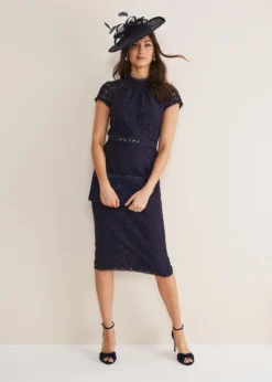Coast Phase Eight Aurora Lace Dress, Navy