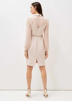Phase Eight Avah Embellished Fitted Dress, Cameo/Light Blush 3 Phase Eight Avah Embellished Fitted Dress, Cameo/Light Blush - Image 3