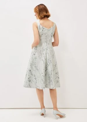 Phase Eight Becka Floral Jacquard Fit And Flare Dress, Eau De Nil/Off White 3 Phase Eight Becka Floral Jacquard Fit And Flare Dress, Eau De Nil/Off White - Image 3