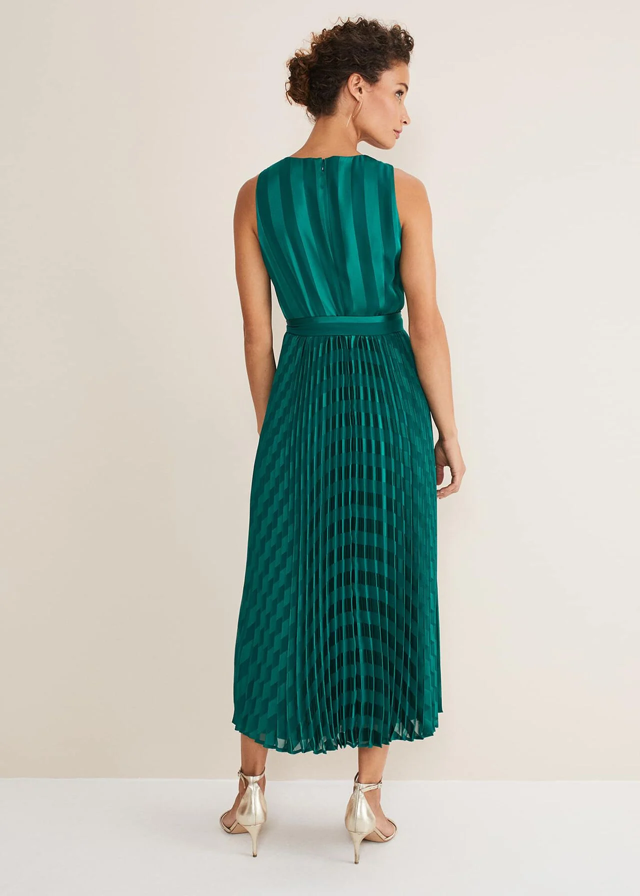 Phase Eight Beverley Stripe Jacquard Midaxi Dress, Jade Green 2 Phase Eight Beverley Stripe Jacquard Midaxi Dress, Jade Green - Image 2