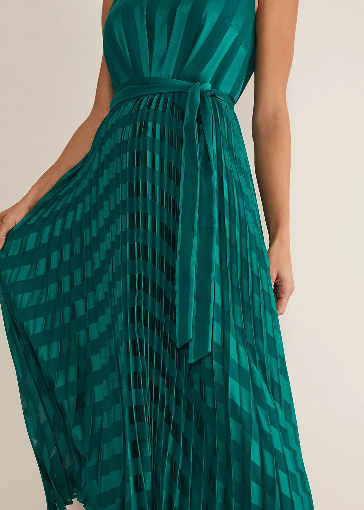 Phase Eight Beverley Stripe Jacquard Midaxi Dress, Jade Green 3 Phase Eight Beverley Stripe Jacquard Midaxi Dress, Jade Green - Image 3