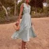 Phase Eight Carmella Pleated Dress, Pale Sage Green