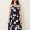 Phase Eight Charlotte Floral Embroidered Dress, Navy/Ivory