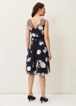 Phase Eight Charlotte Floral Embroidered Dress, Navy/Ivory -EleganceWear Store phase eight charlotte floral embroidered dress navy ivory1 e1615494675608