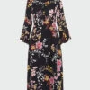 Phase Eight Claude Floral Midi Shirt Dress, Black/Multi