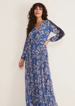 Phase Eight Claudia Printed Sleeve Maxi Dress, Blue/White/Multi -EleganceWear Store phase eight claudia printed sleeve maxi dress blue white multi1 e1660043882582