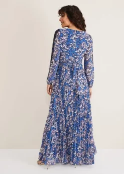 Phase Eight Claudia Printed Sleeve Maxi Dress, Blue/White/Multi -EleganceWear Store phase eight claudia printed sleeve maxi dress blue white multi2 e1660043895291