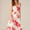 Phase Eight Elfrida Rose Heritage Print Dress, Ivory/Lipstick Red