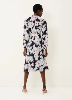 Phase Eight Ella Floral Print Dress, Black/Blue/Pink 2 Phase Eight Ella Floral Print Dress, Black/Blue/Pink - Image 2