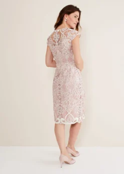 Phase Eight Francis Tapework Midi Dress, Petal Blush Pink -EleganceWear Store phase eight francis tapework midi dress petal blush pink1