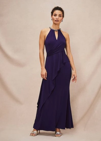 Phase Eight Harmony Jersey Embellished Maxi Dress, Purple 1 Phase Eight Harmony Jersey Embellished Maxi Dress, Purple