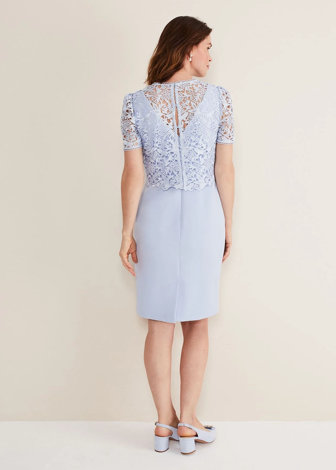 Coast Phase Eight Isabella Lace Dress, Light Cornflower/Blue 3 Coast Phase Eight Isabella Lace Dress, Light Cornflower/Blue - Image 3
