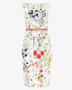 Phase Eight Jaida Floral Peplum Dress, White/Multi