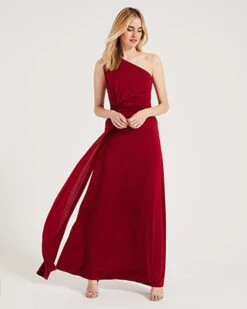 Phase Eight Jojo One Shoulder Maxi Bridesmaid Dress, Red