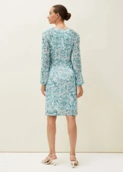 Phase Eight Jolie Swirl Mesh Dress, Aquamarine/Ecru -EleganceWear Store phase eight jolie swirl mesh dress aquamarine ecru1 e1629298908950