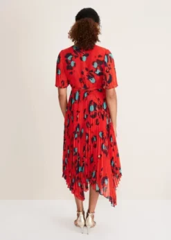 Phase Eight Kendall Butterfly Print Pleated Midi Dress, Vermillion Red/multi -EleganceWear Store phase eight kendall butterfly print pleated midi dress vermillion red multi2 e1660043203222