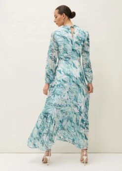 Phase Eight Lauretta Abstract Print Maxi Dress, Aqua Blue/Ivory -EleganceWear Store phase eight lauretta abstract print maxi dress aqua blue ivory1 e1623335450605