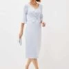Phase Eight Layla Bow Detail Fitted Dress, Sky Blue