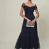Phase Eight Layla Tulle Tiered Maxi Dress, Navy Blue