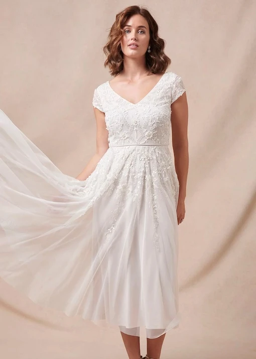 Phase Eight Lorena Tulle Short Wedding Dress, Ivory 1 Phase Eight Lorena Tulle Short Wedding Dress, Ivory