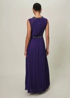 Phase Eight Louisa Pleat Beaded Maxi Dress, Violet/Purple -EleganceWear Store phase eight louisa pleat beaded maxi dress violet purple1