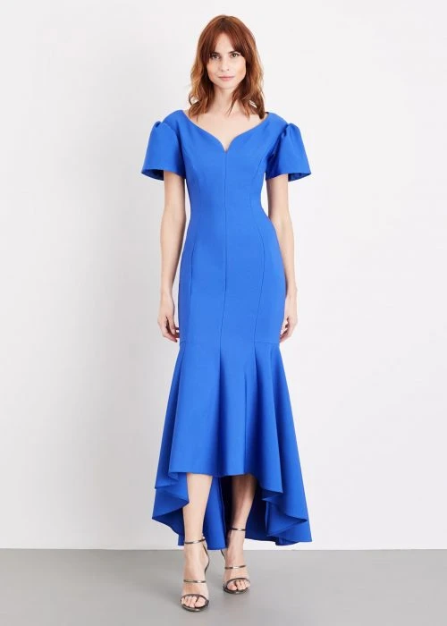 Phase Eight Maddi Bardot Maxi Dress, Cornflower Blue 1 Phase Eight Maddi Bardot Maxi Dress, Cornflower Blue