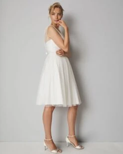 Phase Eight Mae Polka Dot Short Wedding Dress, Ivory -EleganceWear Store phase eight mae wedding dress ivory4
