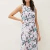 Phase Eight Magnolia Floral Scuba Dress, Blush/Multi/Black