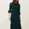 Phase Eight Margaret Tapework Lace Dress, Green
